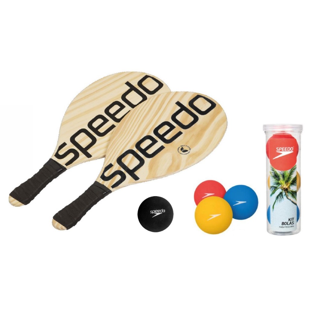Kit 2 Raquetes Frescobol Speedo + Kit De 3 Bolas Speedo Lazer Raquete Praia