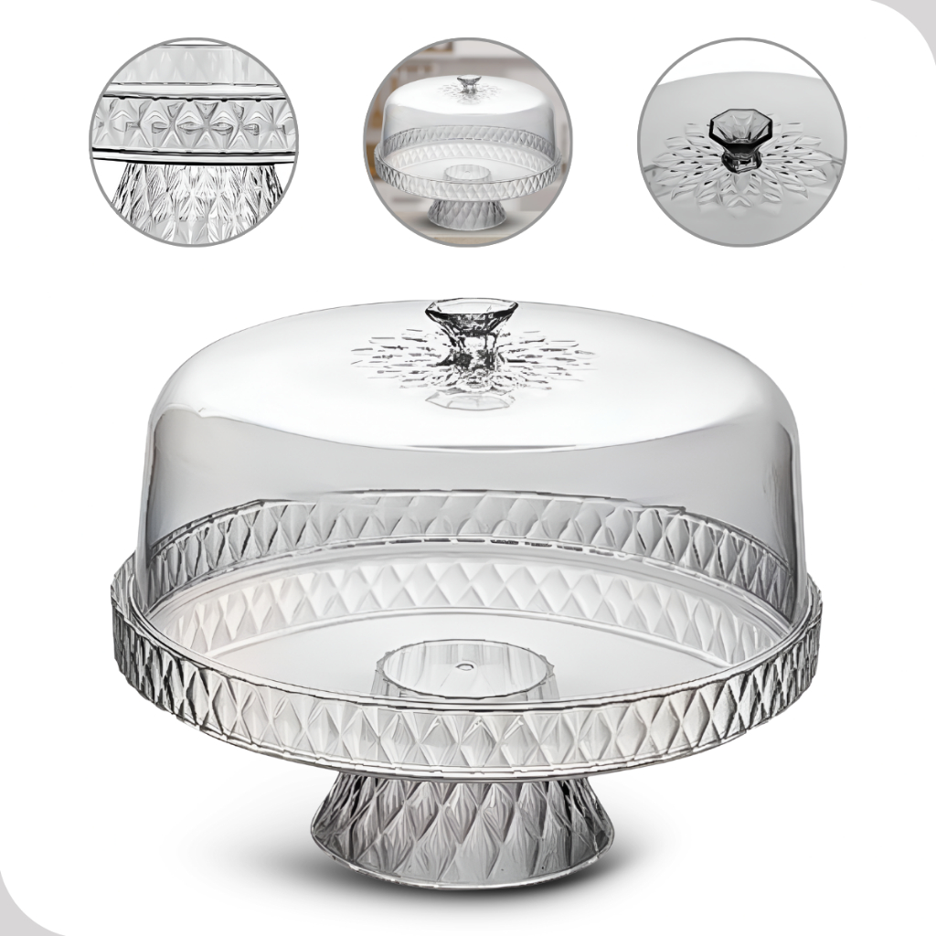 Boleira alta Acrilico Transparente Bolo Com detalhe Puxador na Tampa e pezinho em Oferta na Shopee