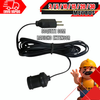 Soquete Com Rabicho Extensor Bivolt 10A Para Tomada Lâmpada 3 / 5 / 10 / 15 / 20 / 30 METROS em Oferta na Shopee