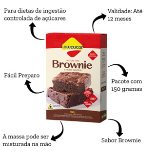 Mistura Lowçucar para Brownie e Petit Gateau 150g – Zero Lactose, Rico em Fibras, Fácil Preparo em Oferta na Shopee