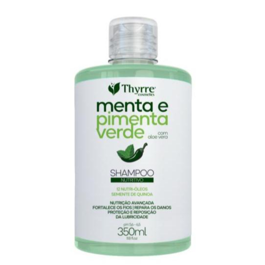 Shampoo Menta & Pimenta Verde 350ml Hidratante Capilar Com Balsamo Pré Reabilitação Thyrre Cosmetics