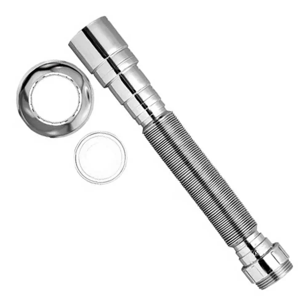 Durín Sifão Cromado Tubo Extensivo Sanfonado Universal Banheiro Cozinha Tanque