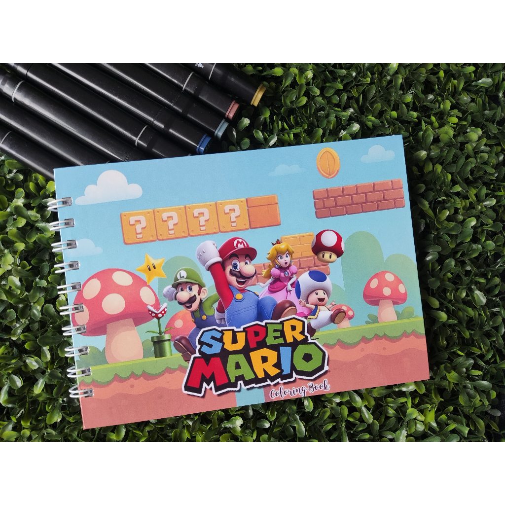 Livro de Colorir A5 - Super Mario - 50 Folhas Grossas e Capa Dura - Caderno de Desenho e Pintura - Colorin