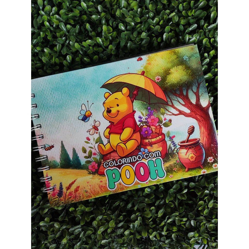 Livro de Colorir A5 - Ursinho Pooh - 50 Folhas Grossas e Capa Dura - Caderno de Desenho e Pintura - Colorin