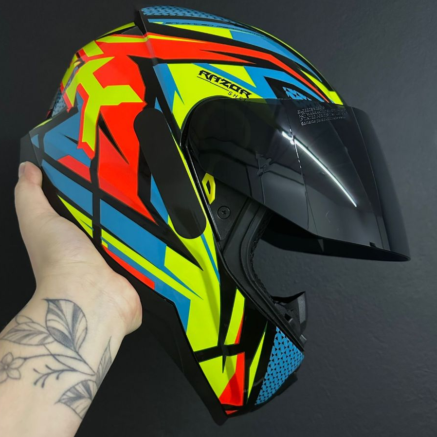 CAPACETE MOTO BARATO ENTRADA NORISK ORIGINAL MASCULINO FEMININO RAZOR SHARP + VISEIRA + NARIGUEIRA + BAVETE KIT COMPLETO