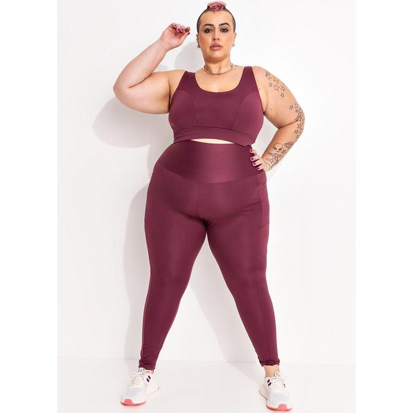 Calça Legging em Malha Suplex Zero Transparência Academia Fitness Leg com Bolso Lateral