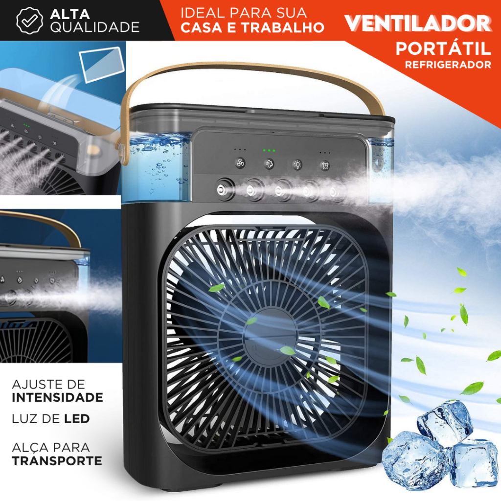 Mini Ar Condicionado USB com LED | Climatizador, Umidificador e Ventilador | Portátil e Silencioso - NYBC