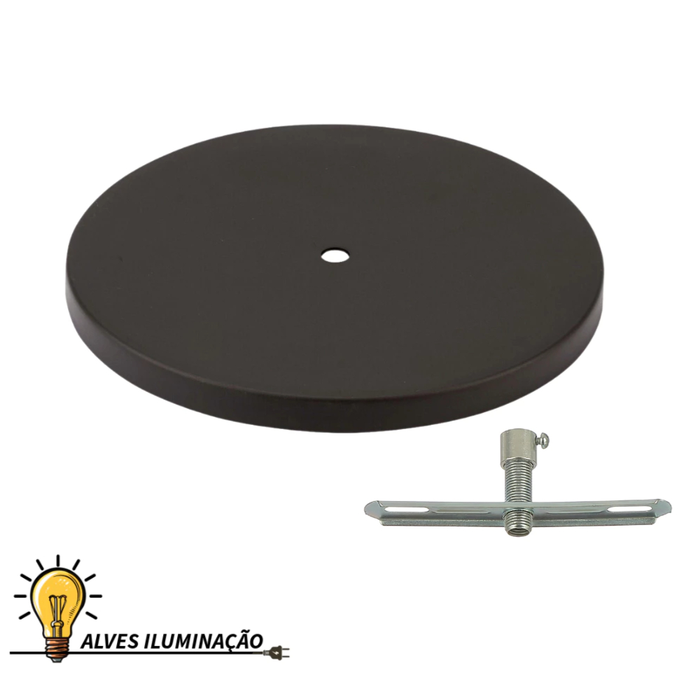 Canopla Tampa Cega Chata Redonda 20cm Com Fixação para Pendente Spot Lustre Luminárias Plafon
