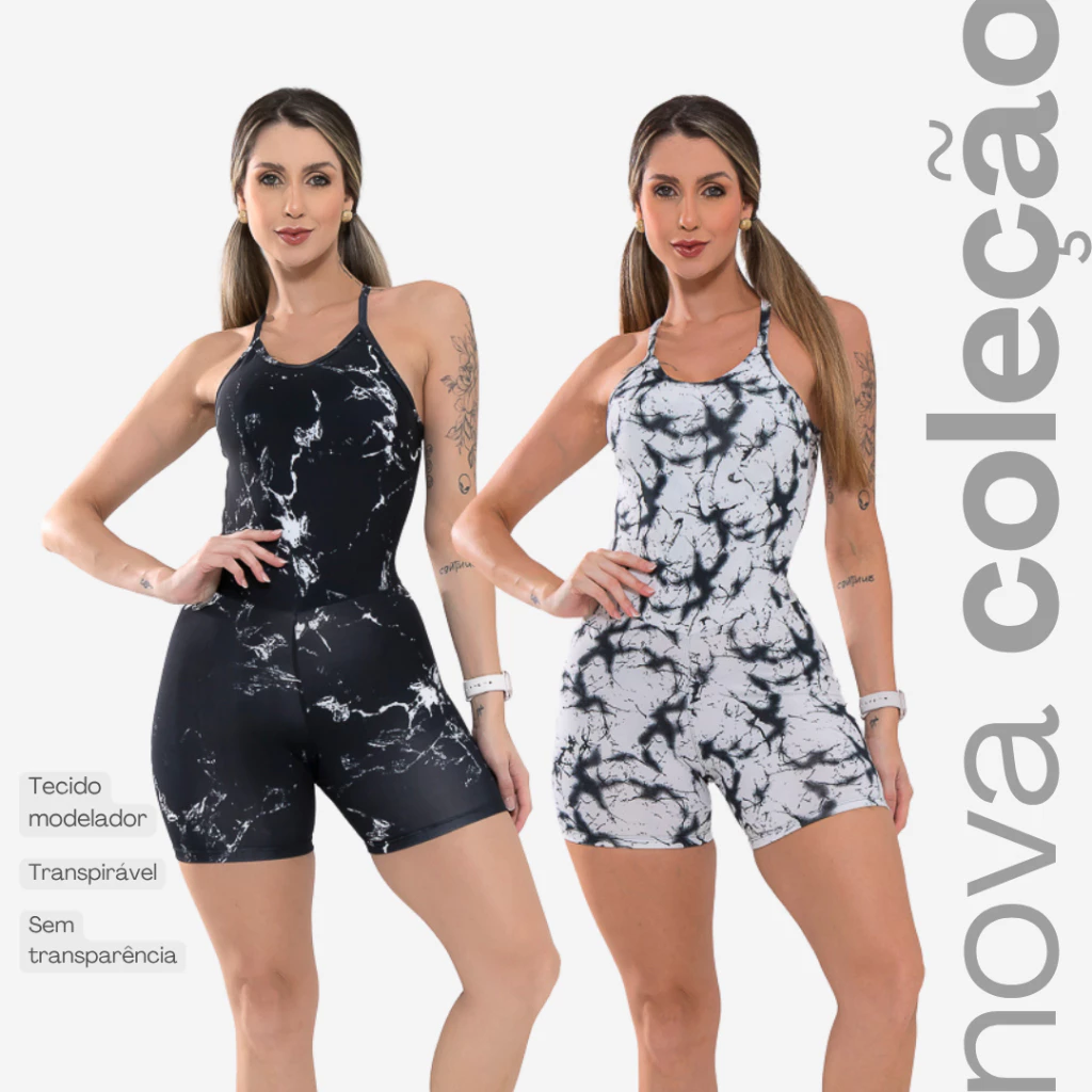 Macaquinho Slim Feminino Modelo Marmorizado Degradê Academia Ginastica — imagem 1