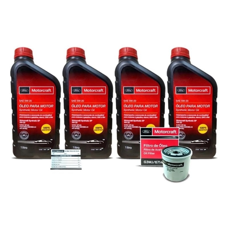 Kit 4 Litros Óleo 5w20 Filtro de Óleo Ford Para carros Ford