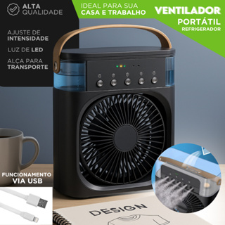 Ventilador USB com LED | Mini Ar Condicionado Portátil com Alça | Para Quarto, Sala e Escritório -AE em Oferta na Shopee