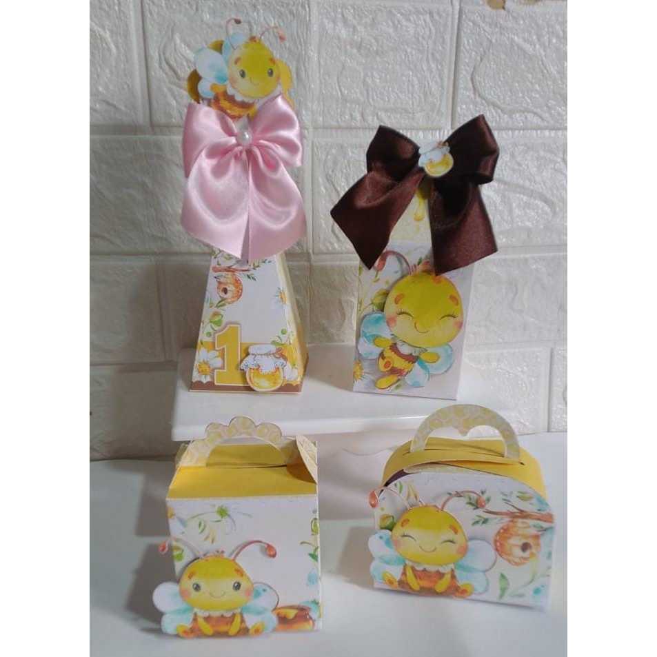 Kit Lembrancinhas Festa Abelinha | Caixas Personalizadas | Decoração Aniversário Infantil | Lembrancinhas Tema Abelha