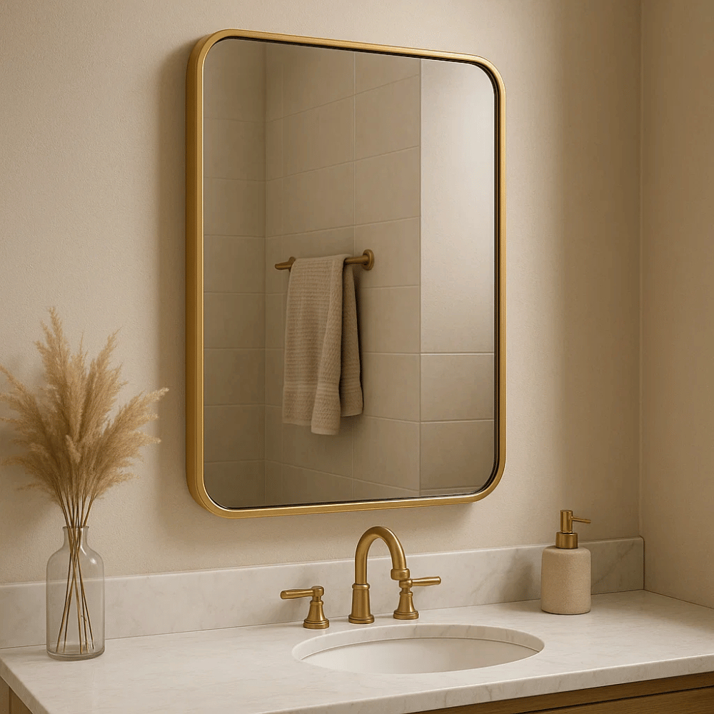 Espelho Retangular Lopazzi Retrô Com Moldura em Alumínio 70cmX50cm Para Sala Quarto Banheiro em Oferta na Shopee