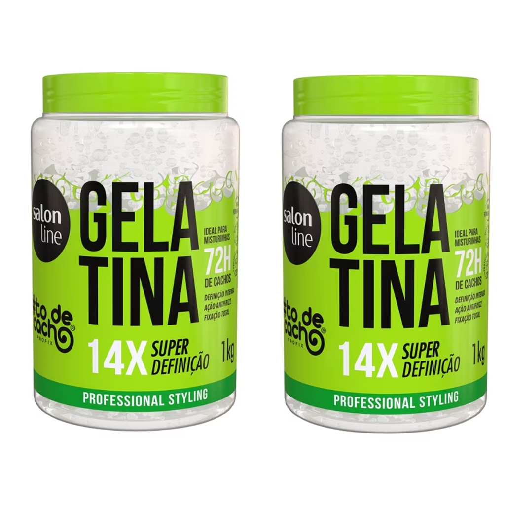KIT C/2 GELATINA SUPER DEFINIÇÃO TO DE CACHO SALON LINE 1KG em Oferta na Shopee