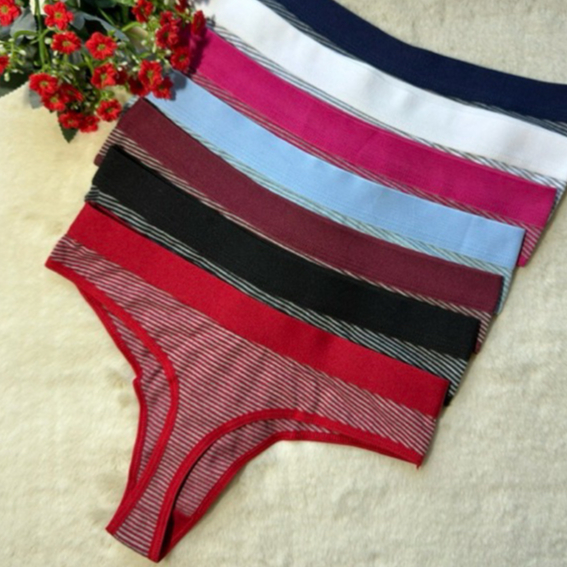 Kit 5 Calcinha Fio Dental Algodão Listrado Premium Feminina Conforto Barato Lingerie em Oferta na Shopee