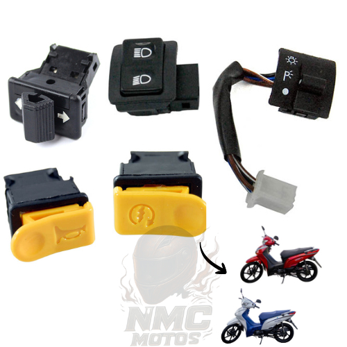 KIT 5 BOTOES INTERRUPTOR - SHINERAY JET 50 -FAROL LUZ PARTIDA BUZINA PISCA em Oferta na Shopee