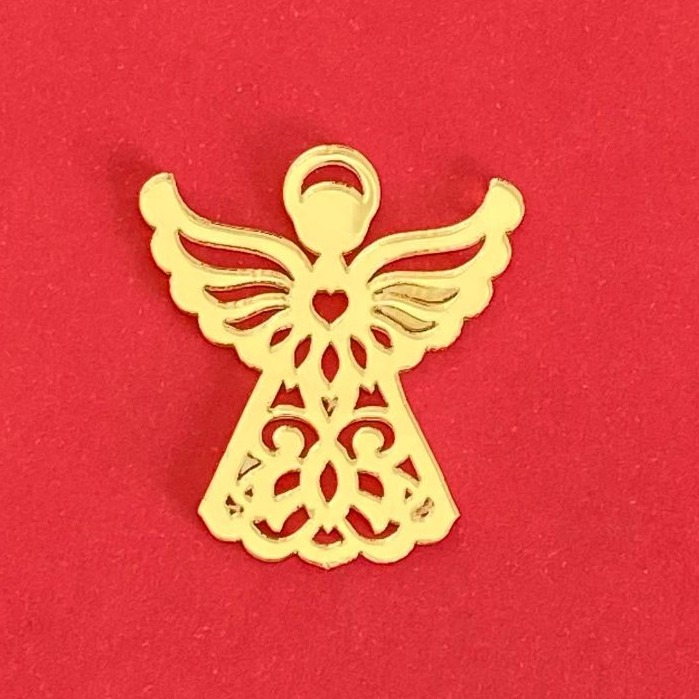 Aplique Anjo em Acrílico Espelhado  4cm - Pacote com 10 Unidades - Para lembrancinhas, personalizados e a