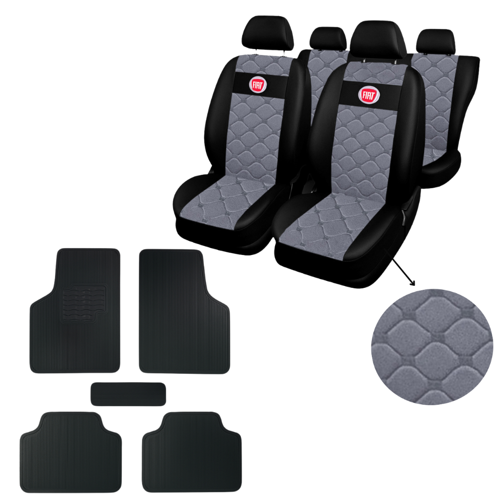 kit Capa Para Banco Automotivo Couro Colorido + tapete de carro borracha Fiat Palio Uno Siena Punto em Oferta na Shopee