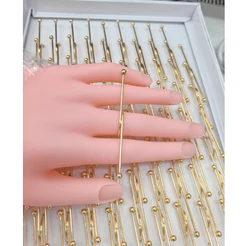 Anel de Unha Falange da Moda Decorativo Nail Art Dourado e Prata Cravejado Strass