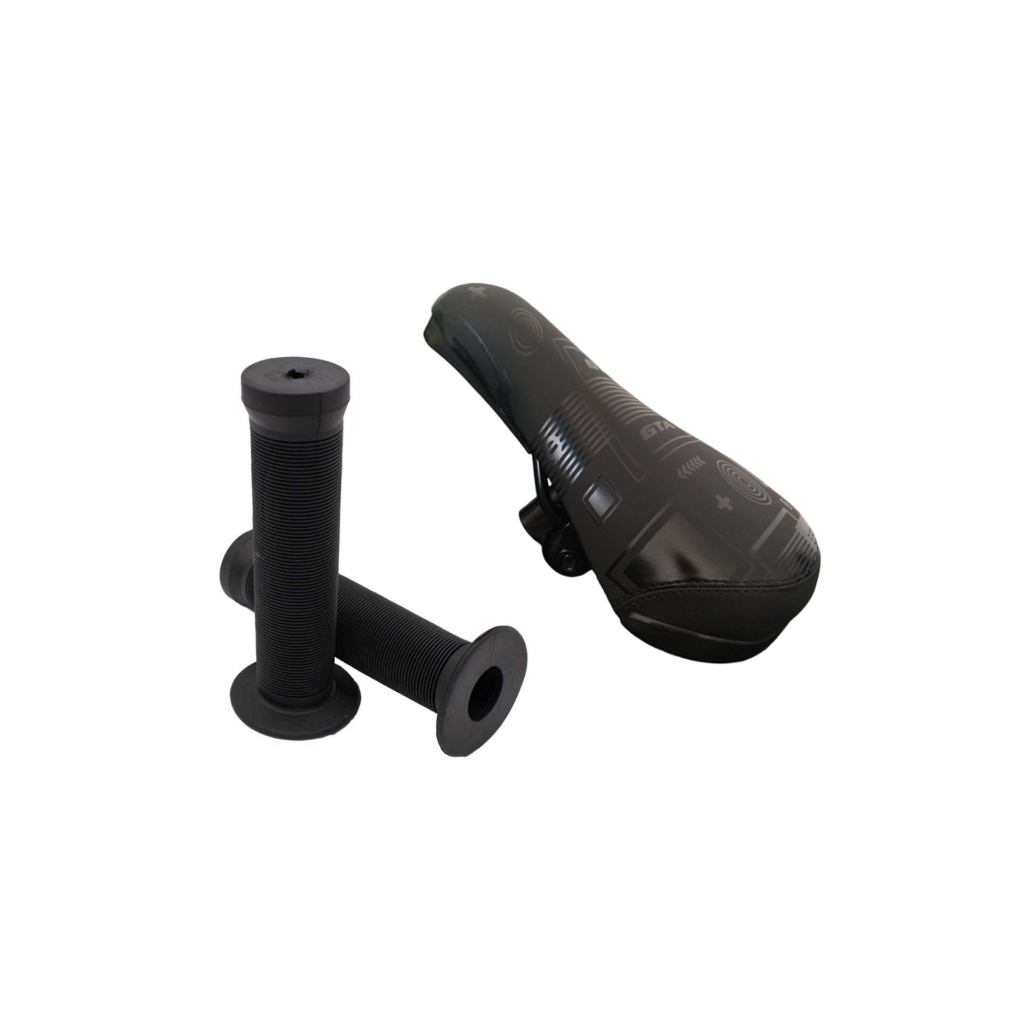 Kit Banco Selim Bmx Bicicleta Bike GTA Macio Preto Confortável Freestyle + Par Manoplas