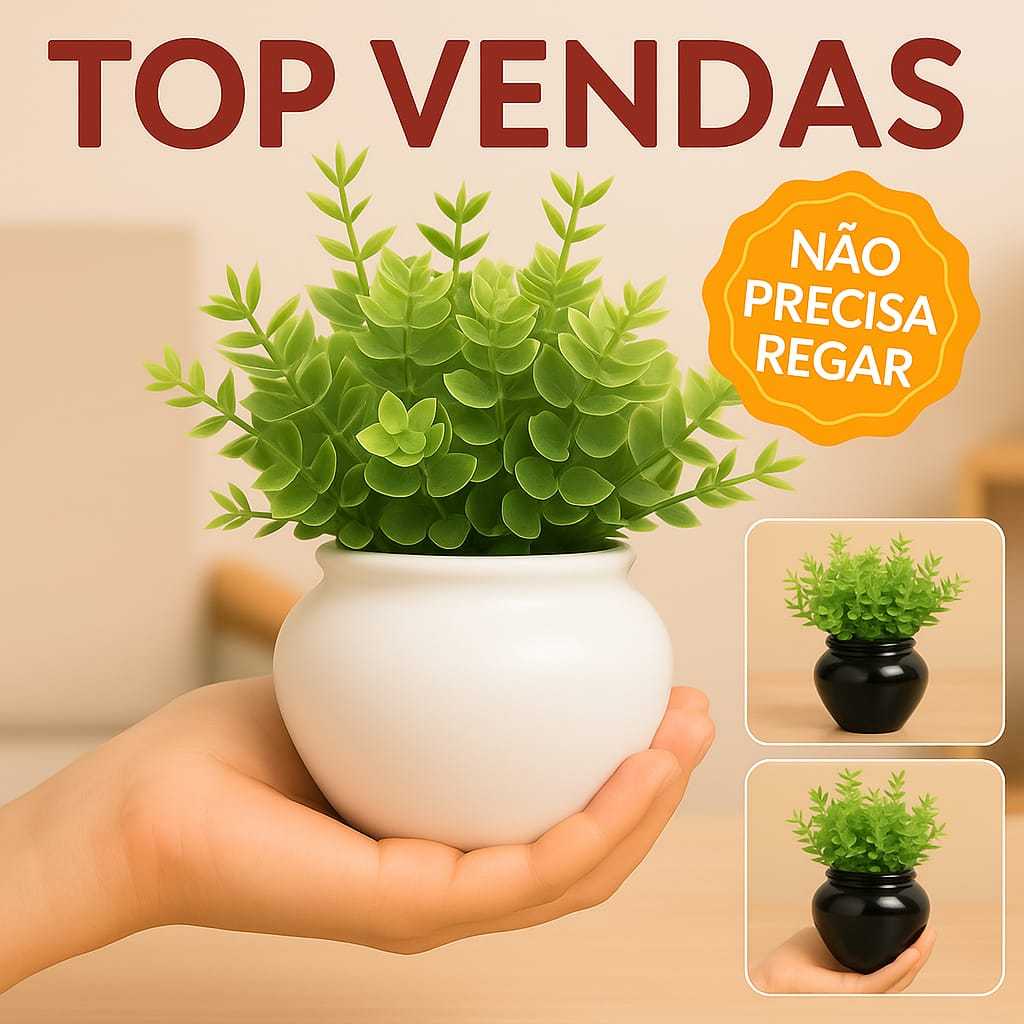 Vasinho de cerâmica com folhagem de eucalipto artificial branco ou preto em Oferta na Shopee
