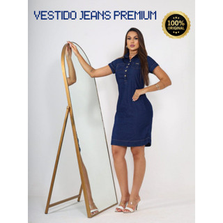 vestido feminino casual e soltinho vestido jeans leve e confortável e elegante