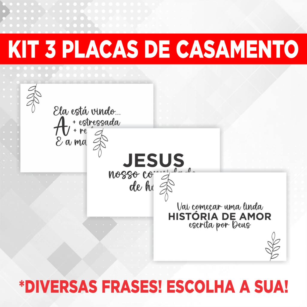 Kit Placa De Casamento Floral Branca e Preta - 3 Plaquinhas Decorativas Entrada Noiva Noivo Pajem Daminha Cortejo