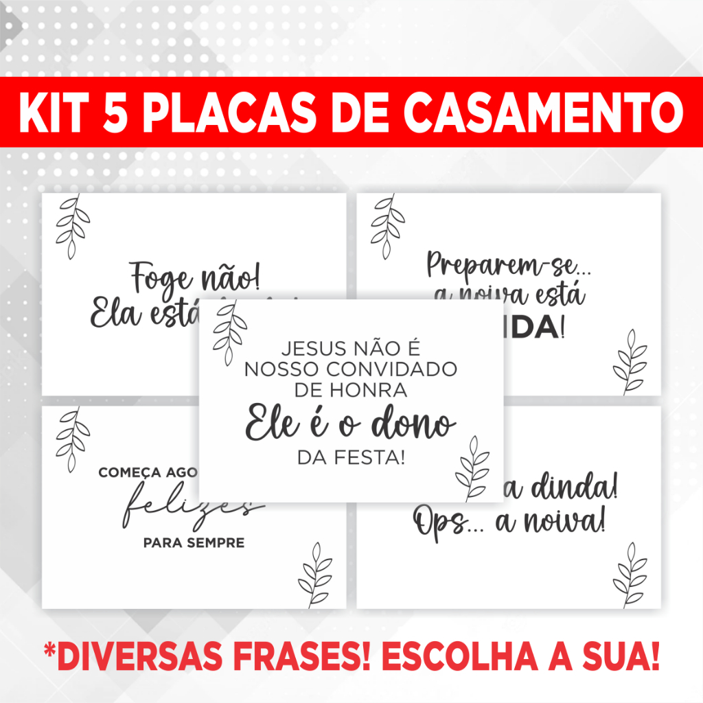 Kit Placa De Casamento Floral Branca e Preta - 5 Plaquinhas Decorativas Entrada Noiva Noivo Pajem Daminha Cortejo