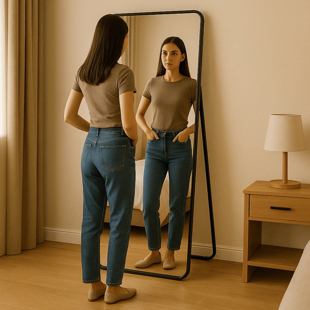Espelho Retangular Corpo Inteiro 150x60 Com Suporte de Chão Moldura Alumínio Quarto Sala Decorativo em Oferta na Shopee