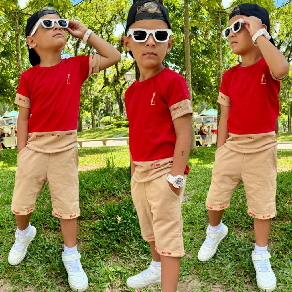 Conjunto Verão Masculino Camiseta Bermuda Infantil Camisa Top em Oferta na Shopee