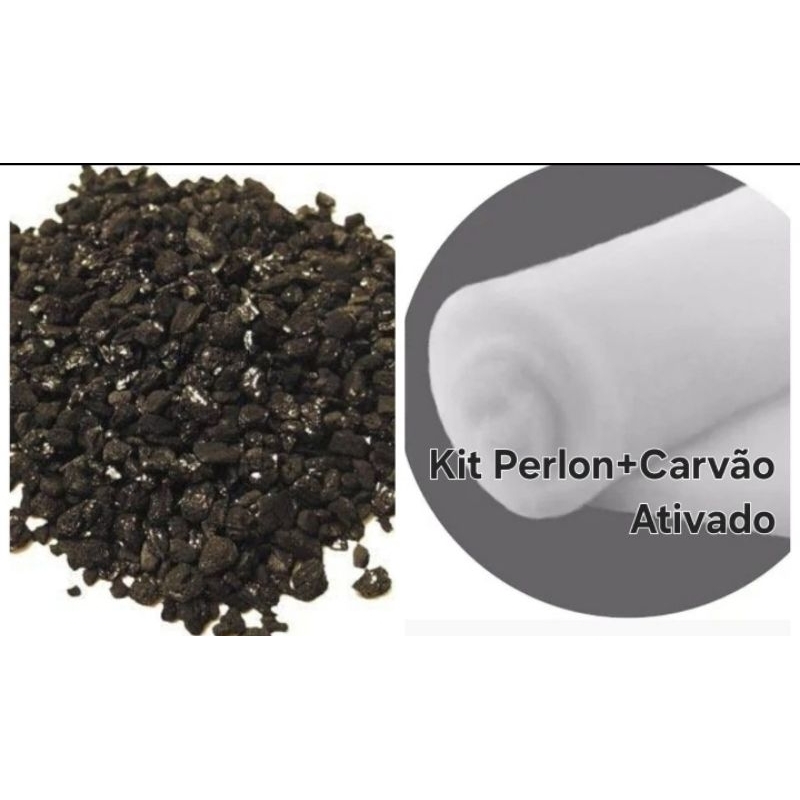 Carvão Ativado 500gr+Perlon Filtragem 50cmx20cm