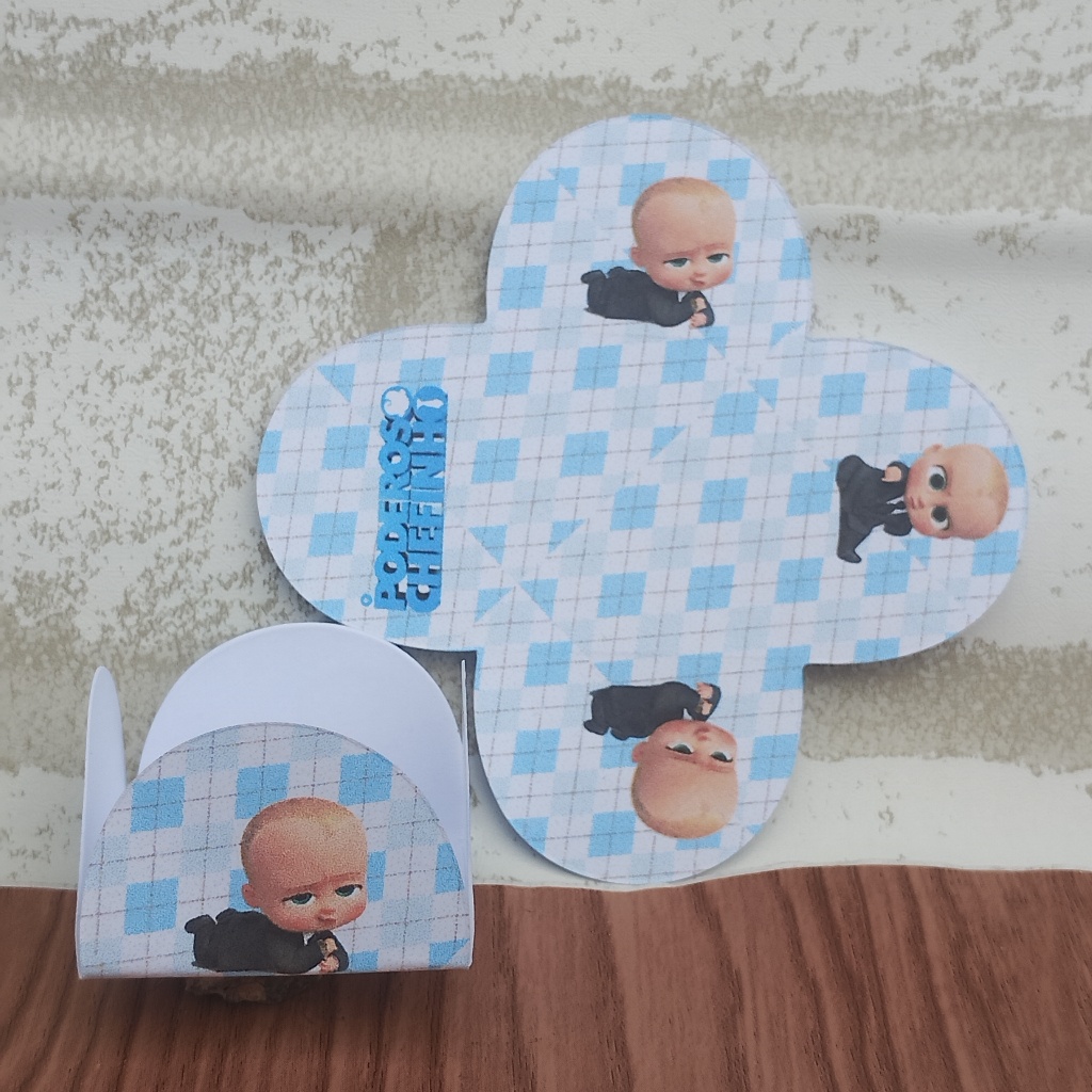 50 Forminhas Personalizadas de Doce Brigadeiro 4 Pétalas Festa, Aniversário Poderoso Chefinho