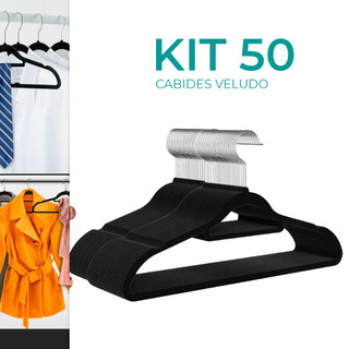 Kit Cabides Veludo Para Roupas Adulto 50 Unidades Fino Resistente
