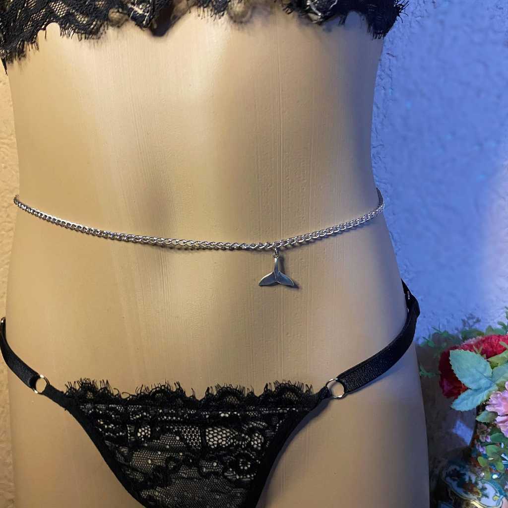 Body Chain Cintura Calda Rabo de Sereia + Pulseira Dupla Corrente Corporal de Alumínio Qualidade