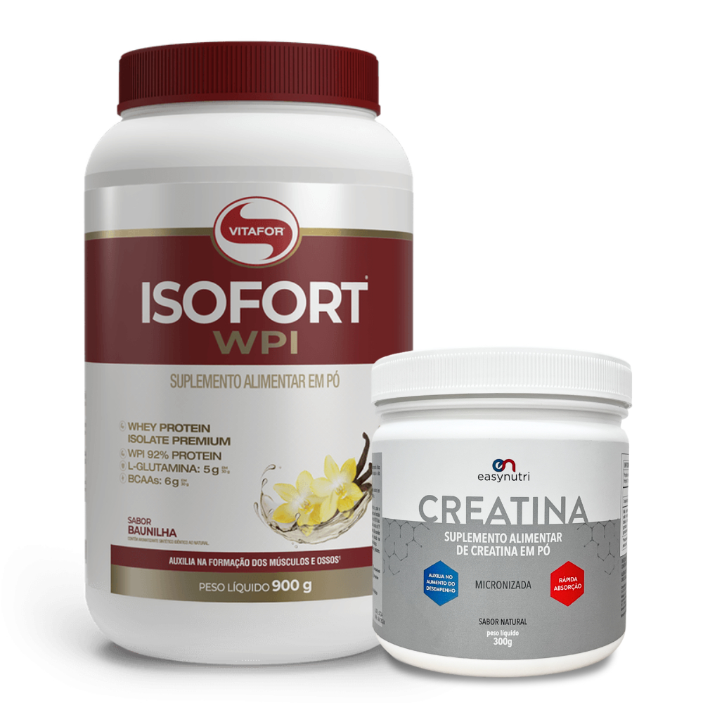 Kit Whey Isofort 900g Vitafor + Creatina Easy Nutri 300g