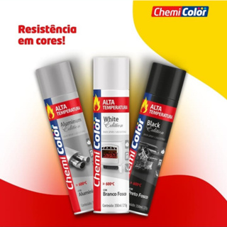 Tinta Spray Alta Temperatura 600°C Branco Preto e Aluminio Chemicolor 350ml Escapamento Forno em Oferta na Shopee