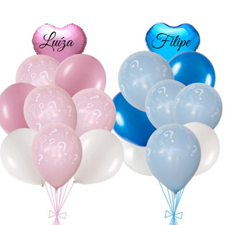 Balões Chá Revelação Azul e Rosa Personalizado com 16 balões ou 6 metalizados em Oferta na Shopee