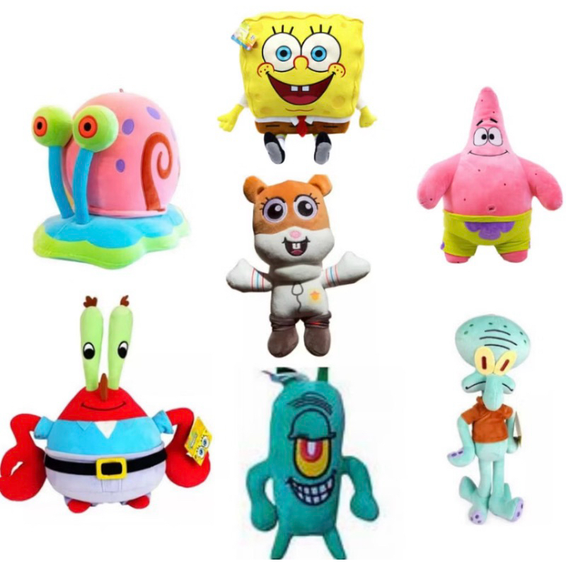 Boneco de Pelúcia Bob Esponja 45cm Patrick Seu Sirigueijo Garry Plankton Lula Molusco Sandy