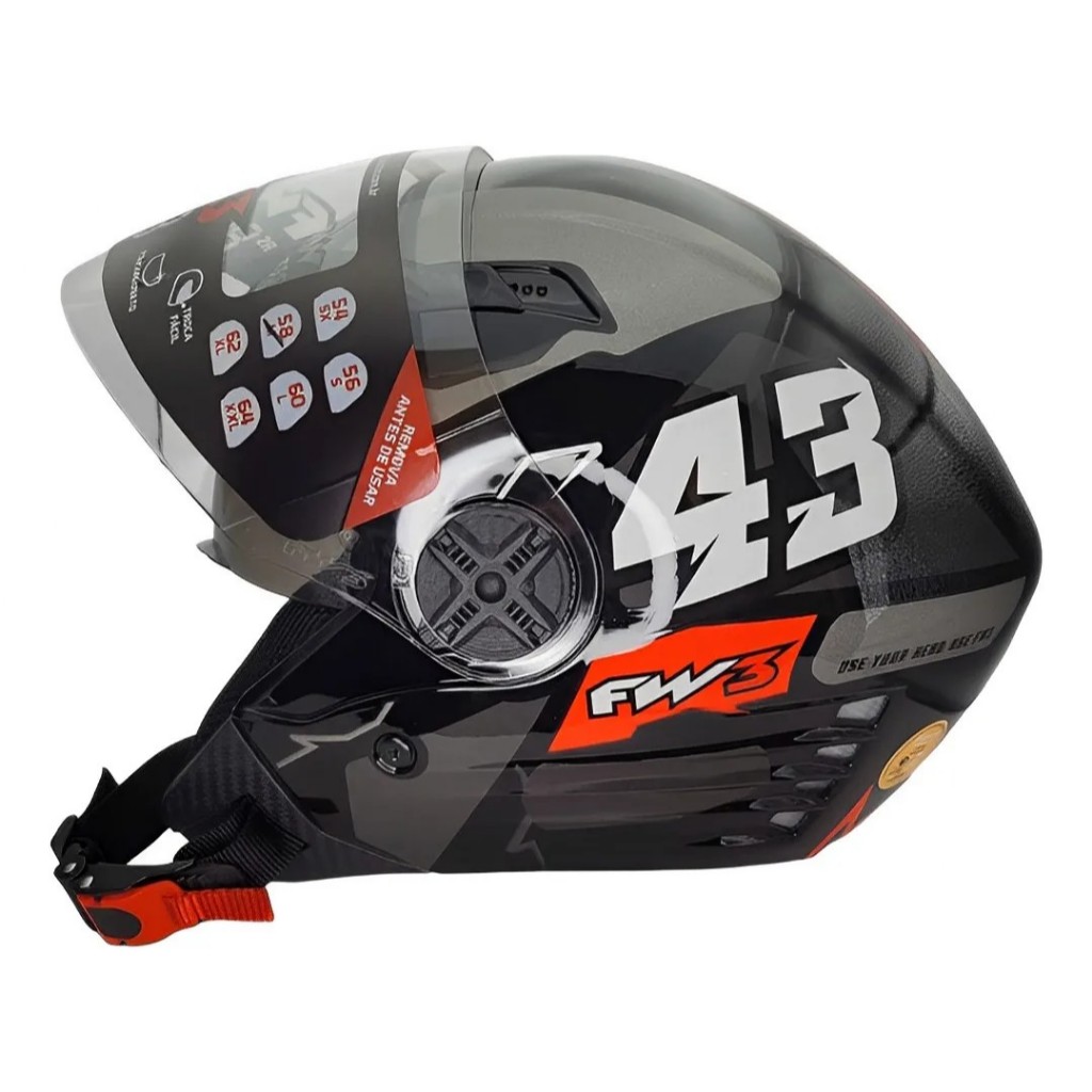 Capacete Fw3 X Open 43 Com Óculos