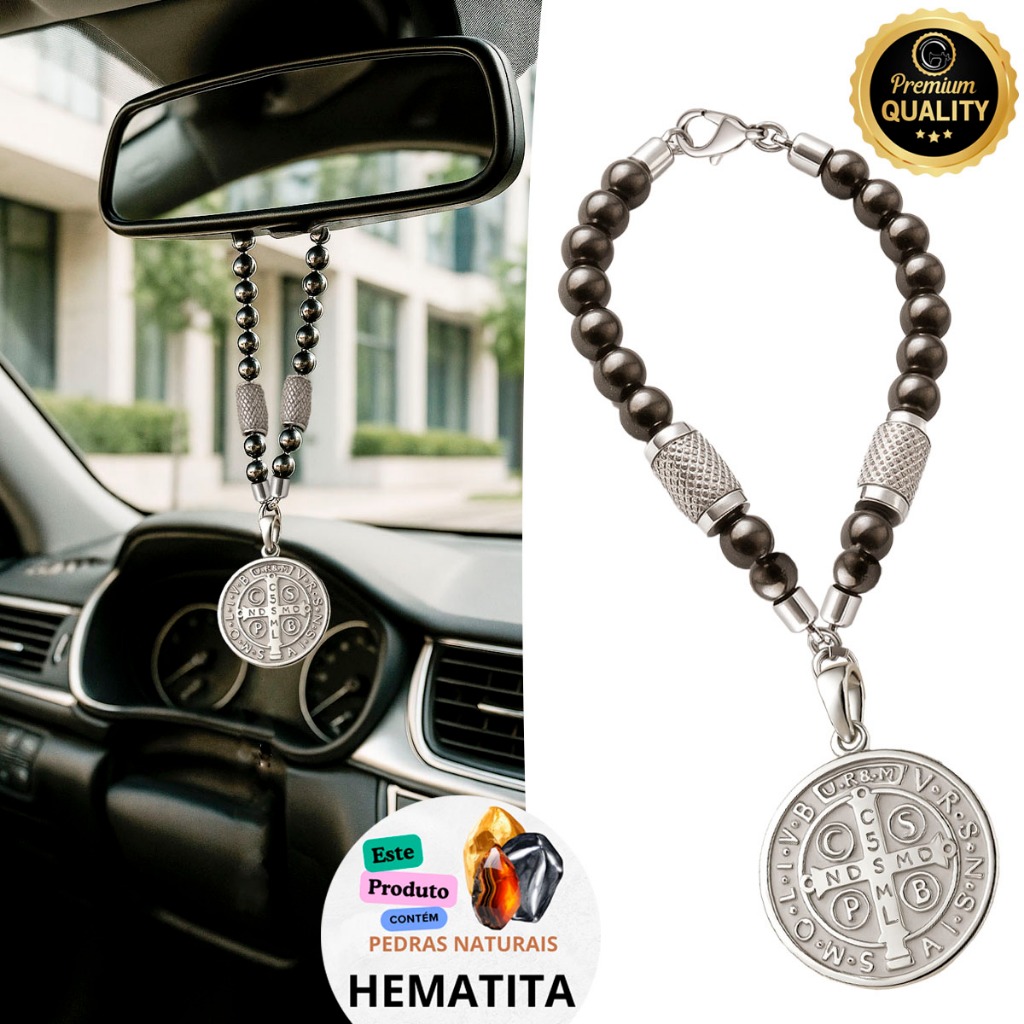Penduricalho Adorno Retrovisor São Bento Fé Jesus Cristo Cruz Crucifixo Amuleto Proteção para Carro em Oferta na Shopee
