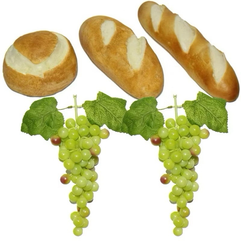 Kit 3 Pães Artificiais RFB 2 Uvas VERDE 24cm Para Decoração e Santa Ceia