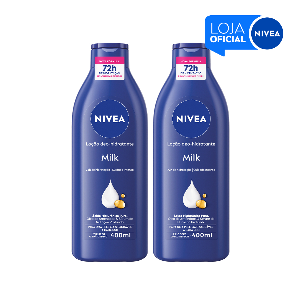 KIT NIVEA Loção Hidratante Milk Pele Seca a Extrasseca 400ml - 2 Unidades