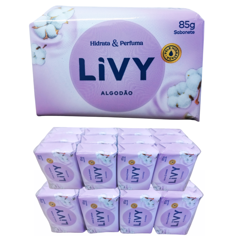 Kit 24 Sabonetes Livy Algodão 85g
