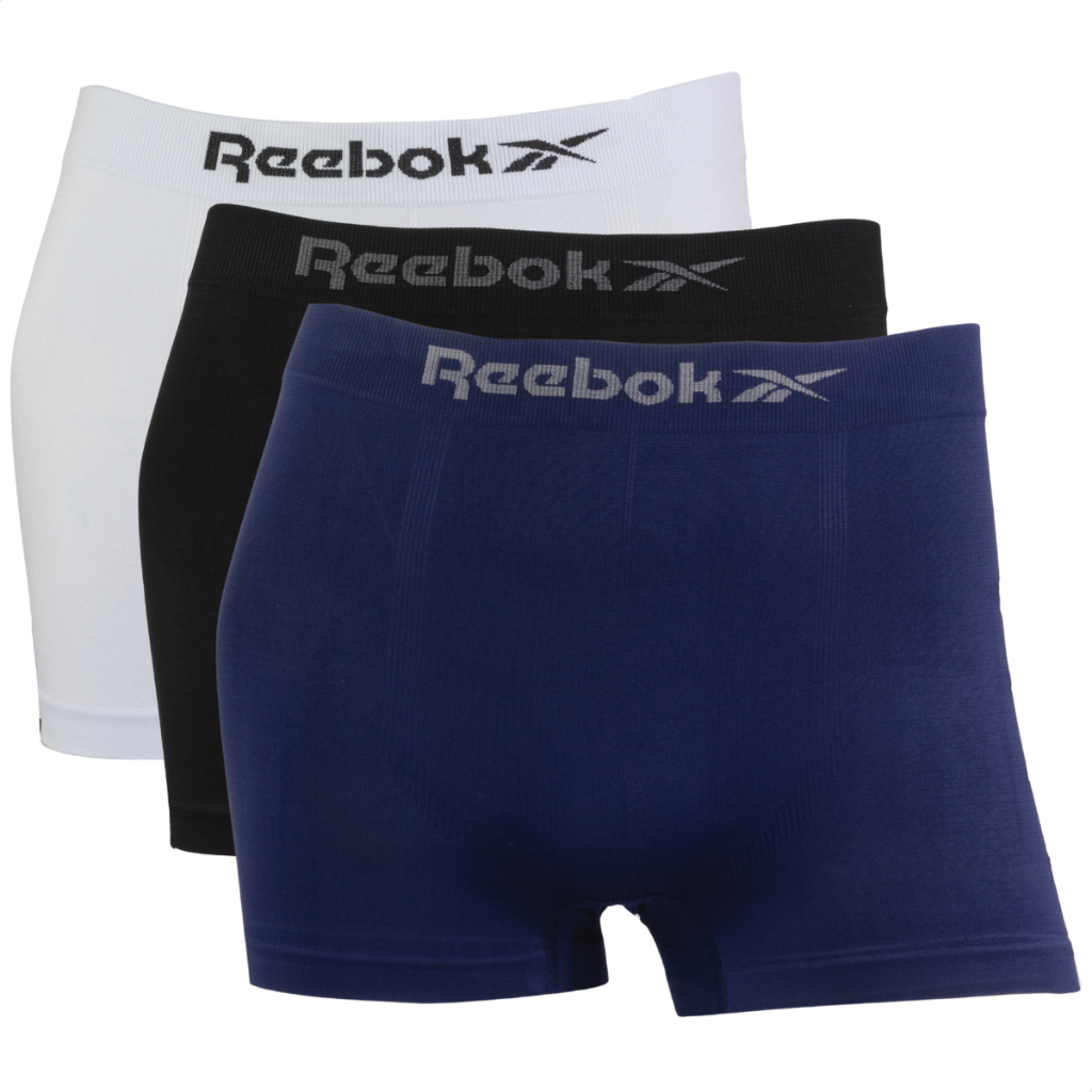 Kit 3 Cueca Masculina Box Boxer Reebok Sem Costura Poliéster Lisa