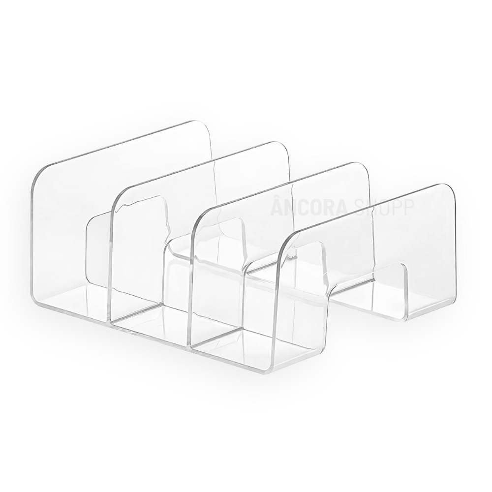 Organizador Multiuso Modular Acrílico Cristal Guarda Roupa Livros 3 Divisorias 24,5x20x10 Paramount em Oferta na Shopee