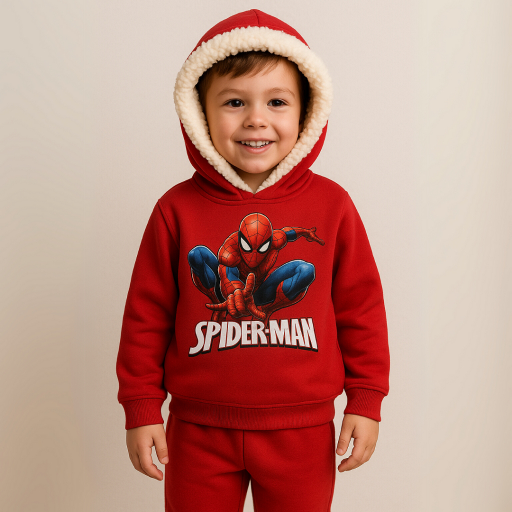 Conjunto de Moletom Infantil Juvenil Menino Inverno Casaco e Calça Estampado De Pelúcia Grosso Com Capuz  Envio Imediato