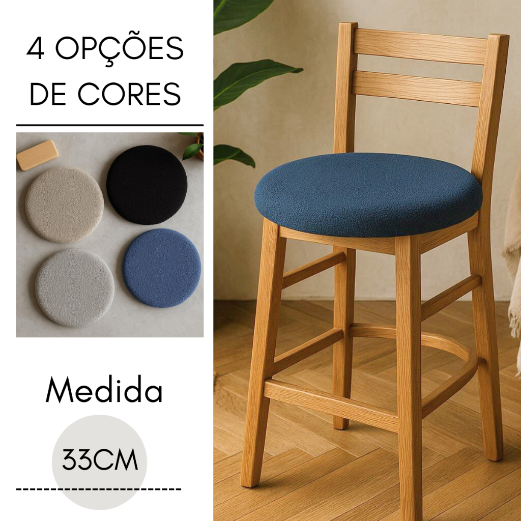 Kit 2 Capas Chenile para Banco ou Banqueta – Tamanho 33CM até 36CM Premium em Oferta na Shopee