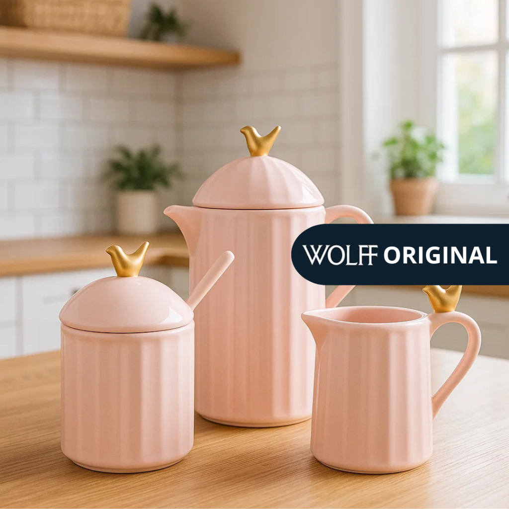 Kit 3 Peças em Cerâmica Rosa Colibri - Wolff Original