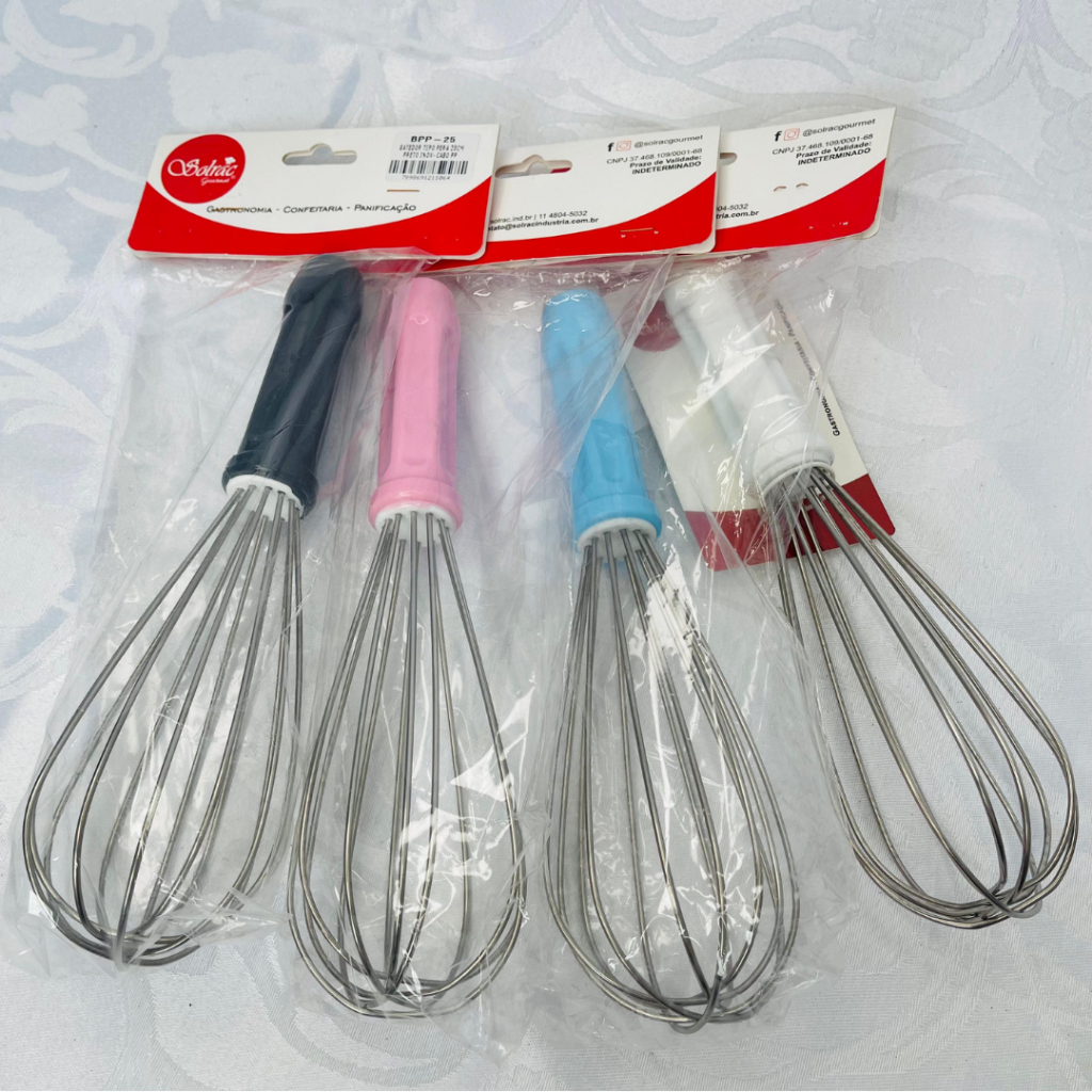 Fouet Batedor De Ovos Tipo Pera 25CM Fuê Confeitaria Utensílio Massa Recheio Cozinha Solrac