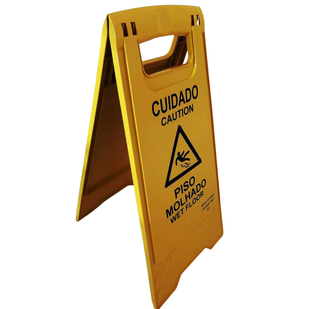 Cavalete sinalização piso molhado duplo dobrável Amarelo